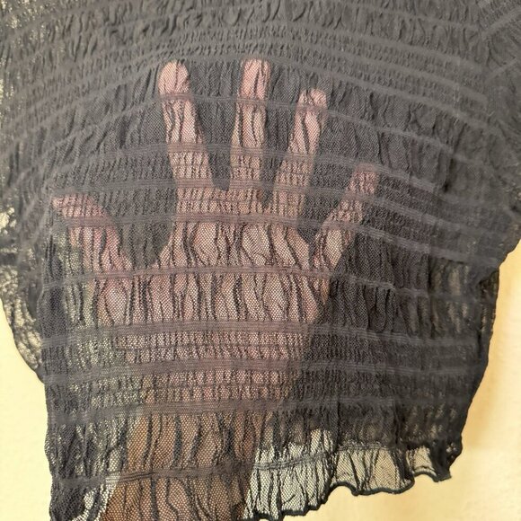 black sheer short sleeve blouse size Medium Vacation Resortwear Sexy - Picture 4 of 5